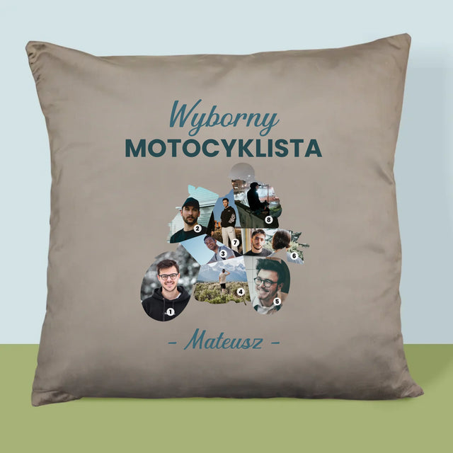 Kształt Ze Zdjęć: Wyborny Motocyklista - Poduszka z Nadrukiem