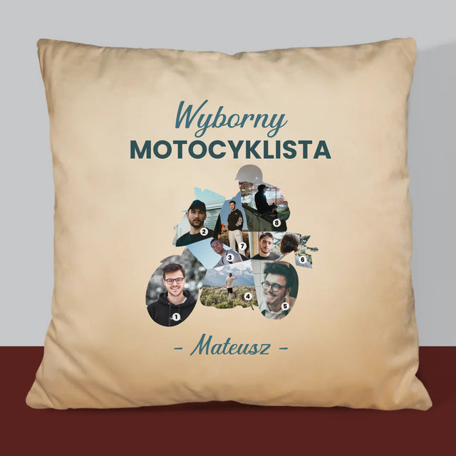 Kształt Ze Zdjęć: Wyborny Motocyklista - Poduszka z Nadrukiem