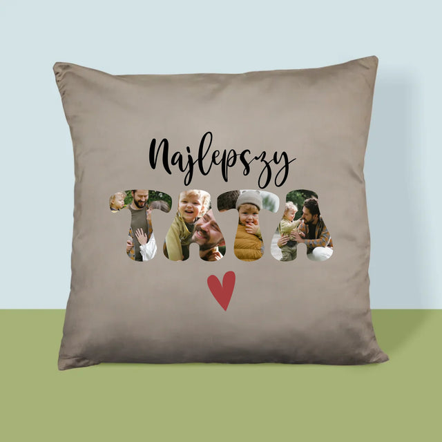 Zdjęcie I Podpis: Najlepszy Tata Serce - Poduszka z Nadrukiem