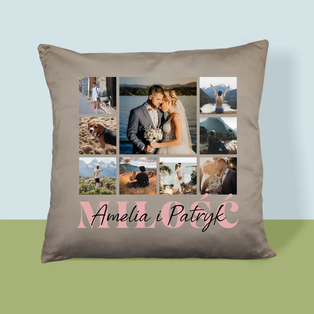Fotokolaż: Miłość Imiona - Poduszka z Nadrukiem