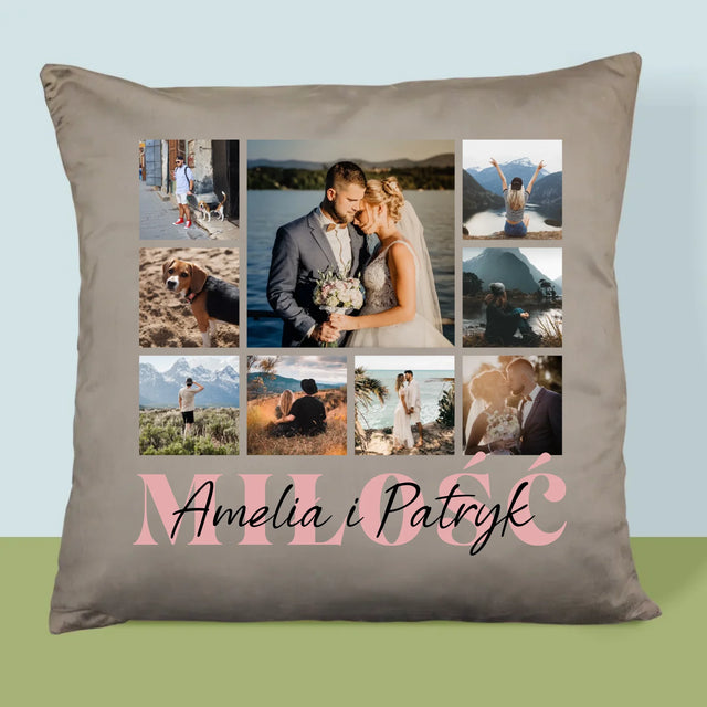 Fotokolaż: Miłość Imiona - Poduszka z Nadrukiem