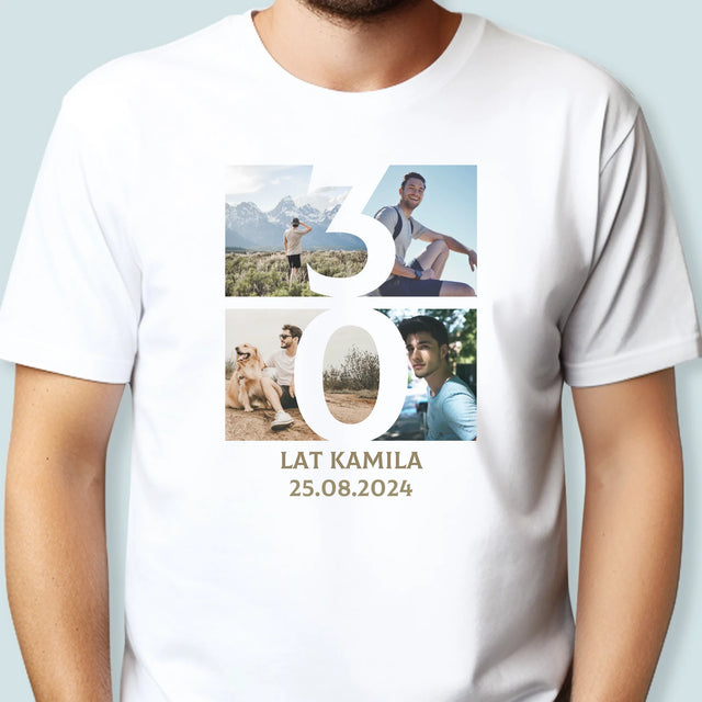 Fotokolaż: 30 Lat Cyfra Zdjęcia - Koszulka Męska z Nadrukiem