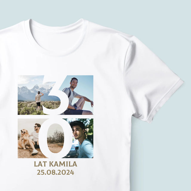 Fotokolaż: 30 Lat Cyfra Zdjęcia - Koszulka Męska z Nadrukiem