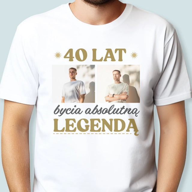 Fotokolaż: 40 Lat Bycia Legendą - Koszulka Męska z Nadrukiem