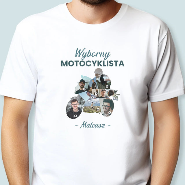 Kształt Ze Zdjęć: Wyborny Motocyklista - Koszulka Męska z Nadrukiem