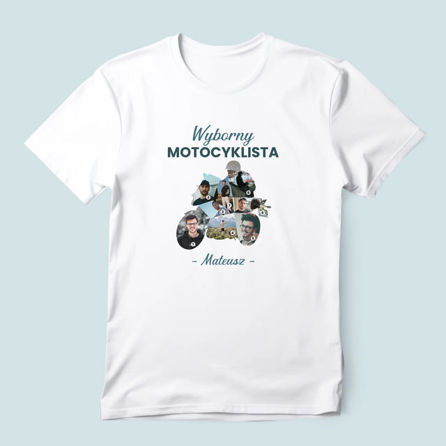 Kształt Ze Zdjęć: Wyborny Motocyklista - Koszulka Męska z Nadrukiem