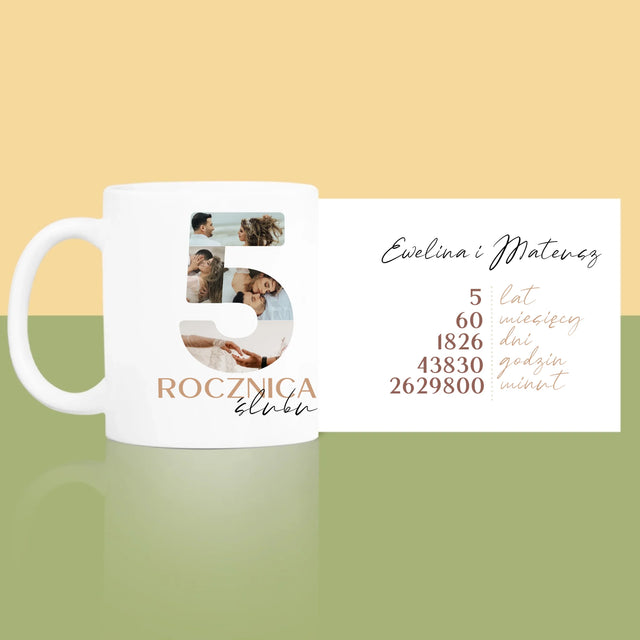 Słowo Ze Zdjęć: 5 Rocznica Ślubu Liczby - Kubek z Nadrukiem