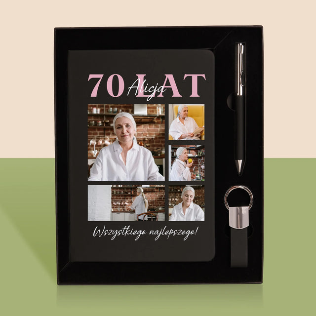 Fotokolaż: 70 Lat Wszystkiego Najlepszego - Zestaw z Notatnikiem