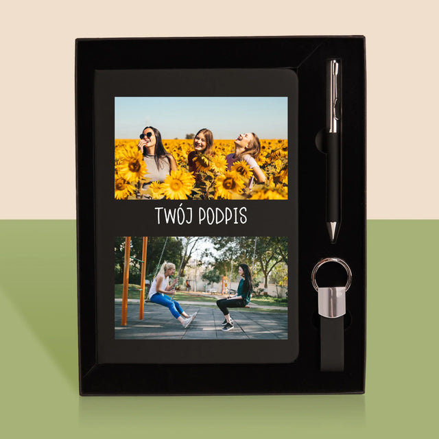 Fotokolaż: 2 Zdjęcia i Podpis - Zestaw z Notatnikiem