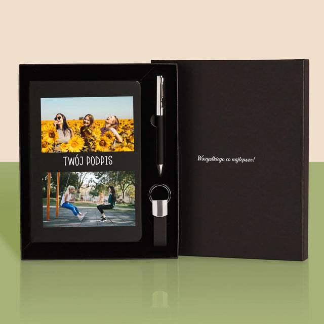 Fotokolaż: 2 Zdjęcia i Podpis - Zestaw z Notatnikiem