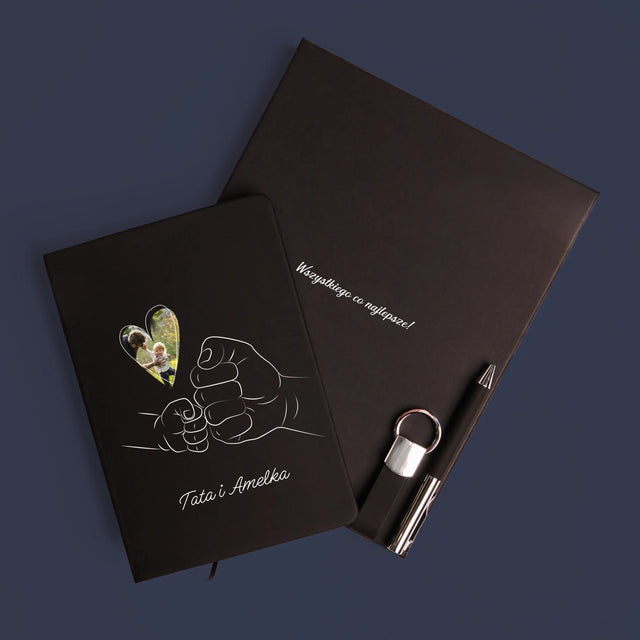 Zdjęcie i Podpis: Tata Dziecko Rączka - Zestaw z Notatnikiem