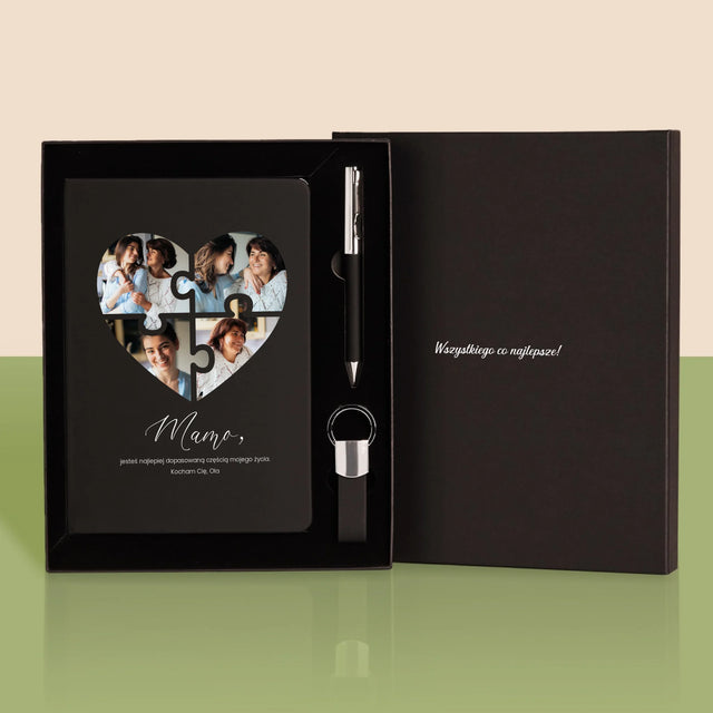 Fotokolaż: Puzzle Serce Dla Mamy - Zestaw z Notatnikiem