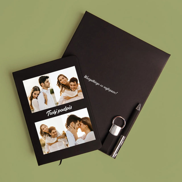 Fotokolaż: 4 Zdjęcia i Podpis - Zestaw z Notatnikiem