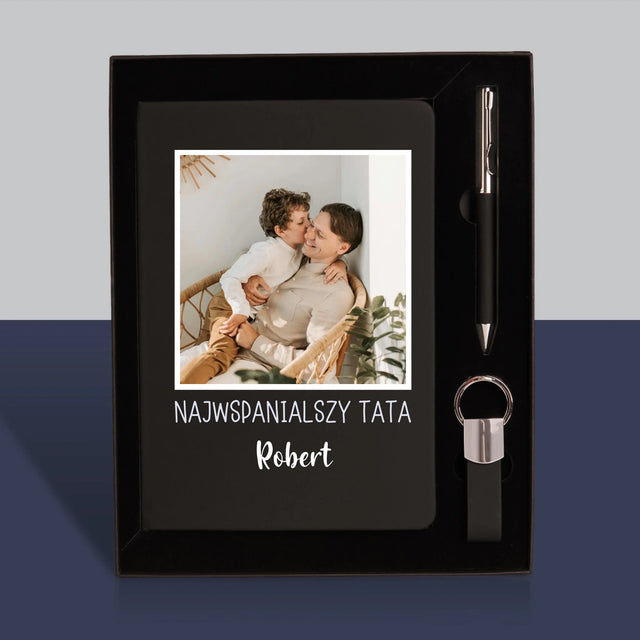 Zdjęcie i Podpis: Zdjęcie i Podpis Dla Najwspanialszego Taty - Zestaw z Notatnikiem