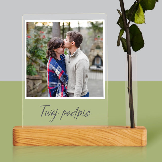 Zdjęcie i Podpis: Twoje Zdjęcie i Podpis - Wydruk Na Szkle Akrylowym z Różą