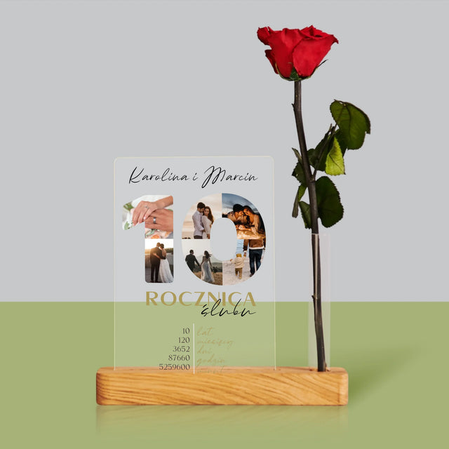 Słowo Ze Zdjęć: 10 Rocznica Ślubu - Wydruk Na Szkle Akrylowym z Różą