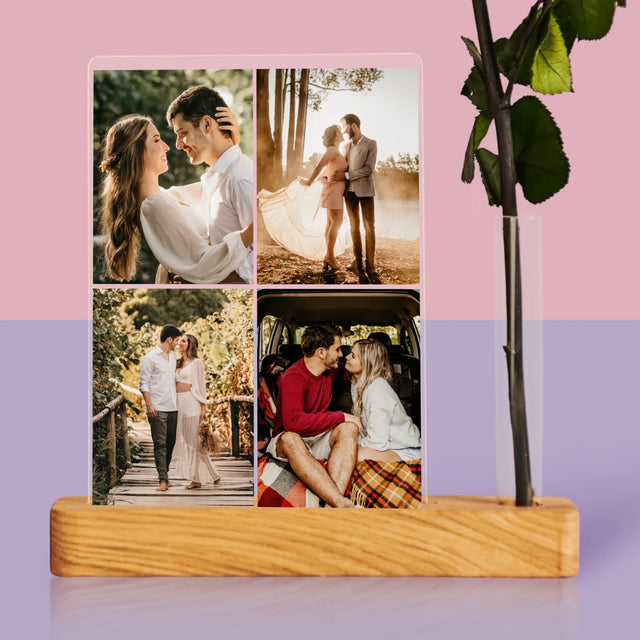 Fotokolaż: 4 Zdjęcia - Wydruk Na Szkle Akrylowym z Różą