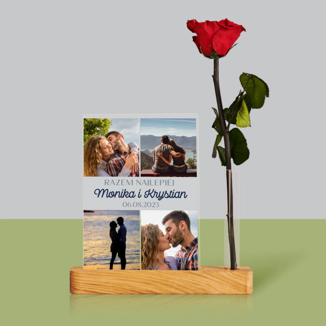 Fotokolaż: Razem Nam Najlepiej - Wydruk Na Szkle Akrylowym z Różą