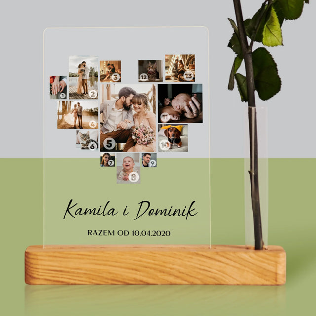 Fotokolaż: Serce Kolaż - Wydruk Na Szkle Akrylowym z Różą