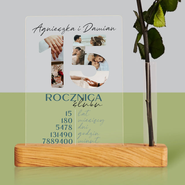 Słowo Ze Zdjęć: 15 Rocznica Ślubu - Wydruk Na Szkle Akrylowym z Różą