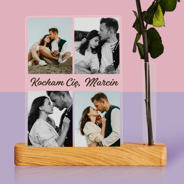 Fotokolaż: Zdjęcia Dla Dziewczyny - Wydruk Na Szkle Akrylowym z Różą