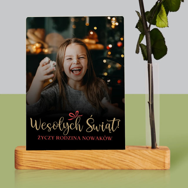 Zdjęcie i Podpis: Świąteczne - Wydruk Na Szkle Akrylowym z Różą