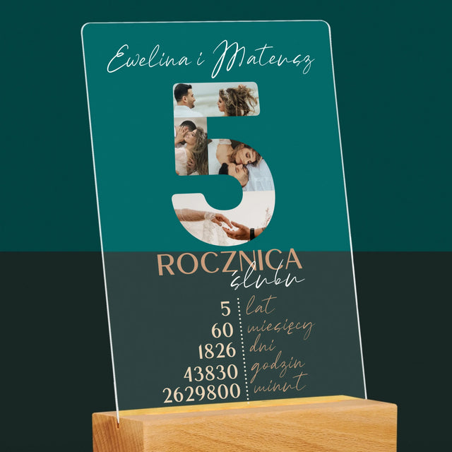 Słowo Ze Zdjęć: 5 Rocznica Ślubu Liczby - Wydruk Na Szkle Akrylowym