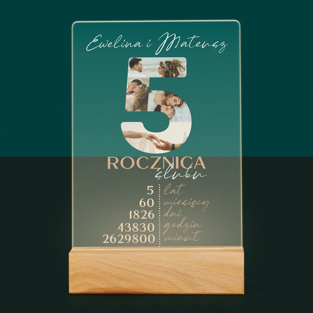 Słowo Ze Zdjęć: 5 Rocznica Ślubu Liczby - Wydruk Na Szkle Akrylowym