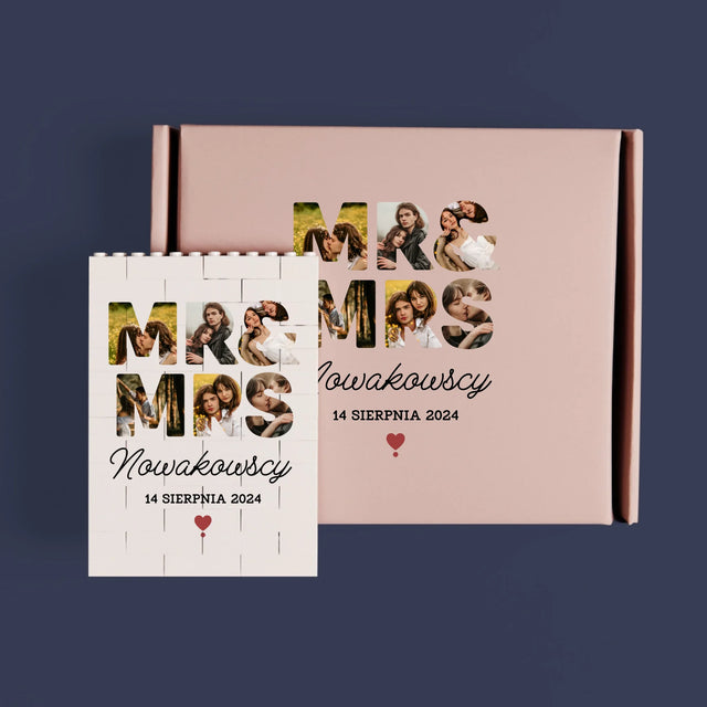 Słowo ze Zdjęć: Mr&Mrs - Klocki LEGO z Nadrukiem