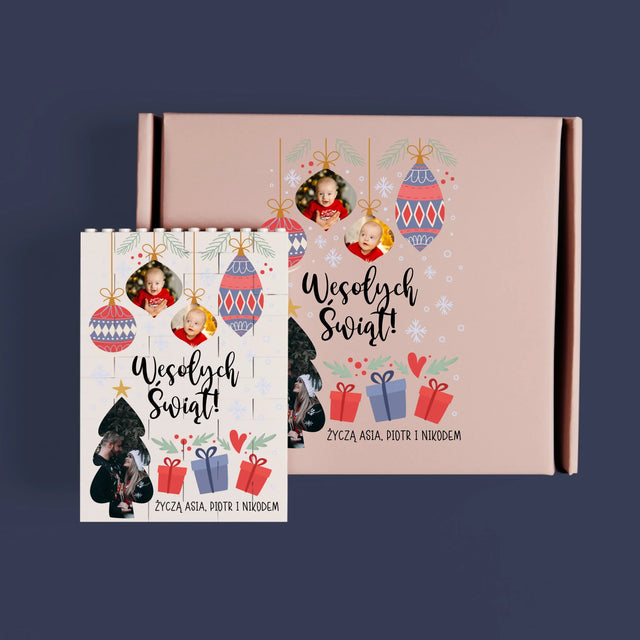 Fotokolaż: Choinka i Bombki - Klocki LEGO z Nadrukiem