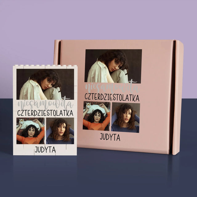 Fotokolaż: Niesamowita Czterdziestolatka - Klocki LEGO z Nadrukiem