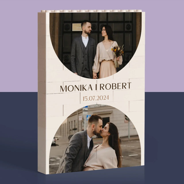 Fotokolaż: Data Ślubu - Klocki LEGO z Nadrukiem