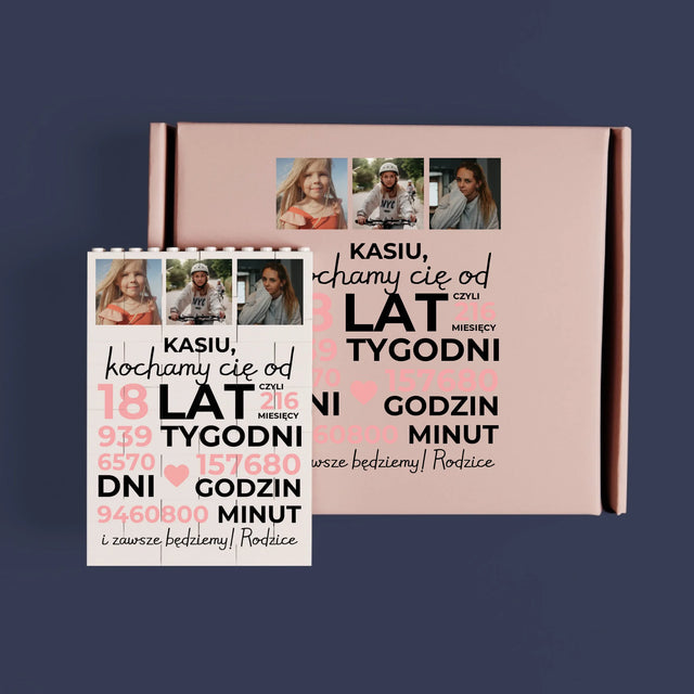 Fotokolaż: Kochamy Cię Od 18 Lat - Klocki LEGO z Nadrukiem