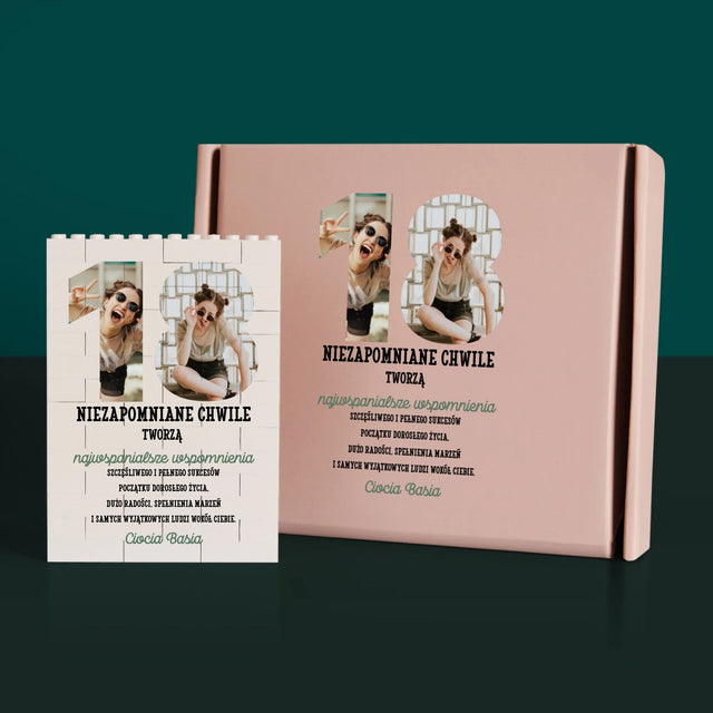 Słowo ze Zdjęć: 18 Urodziny - Klocki LEGO z Nadrukiem