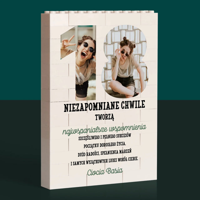 Słowo ze Zdjęć: 18 Urodziny - Klocki LEGO z Nadrukiem