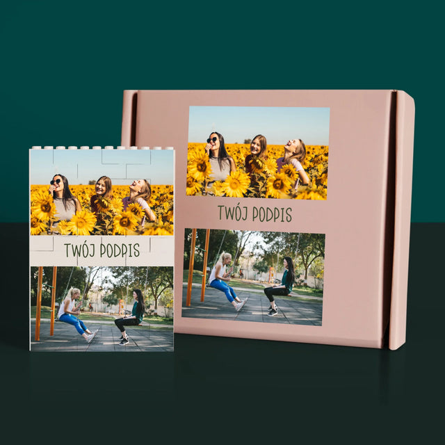 Fotokolaż: 2 Zdjęcia i Podpis - Klocki LEGO z Nadrukiem