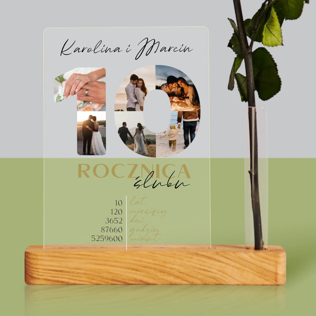 Słowo Ze Zdjęć: 10 Rocznica Ślubu - Wydruk Na Szkle Akrylowym z Różą