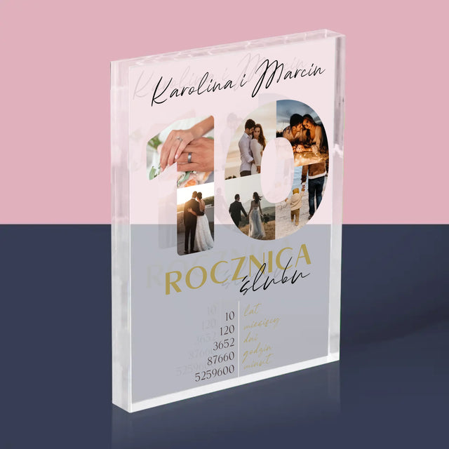 Słowo Ze Zdjęć: 10 Rocznica Ślubu - Blok Akrylowy z Nadrukiem