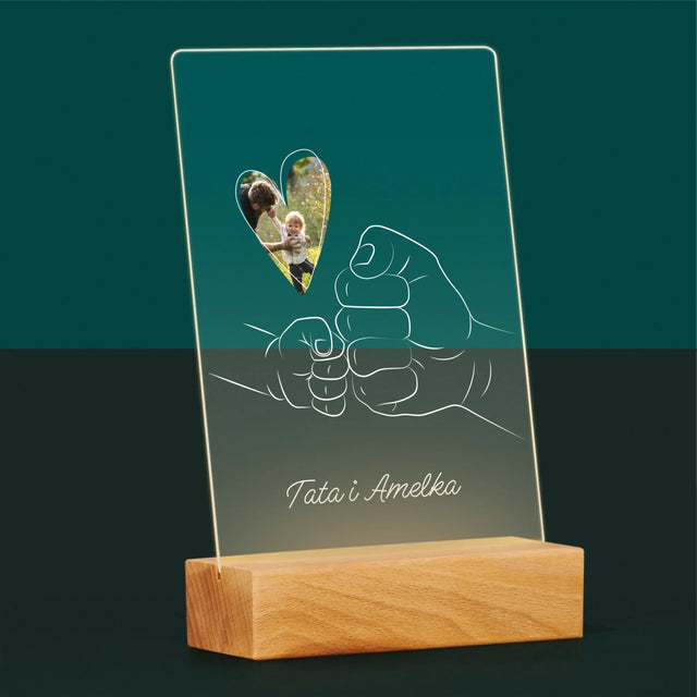 Zdjęcie I Podpis: Tata Dziecko Rączka - Wydruk Na Szkle Akrylowym