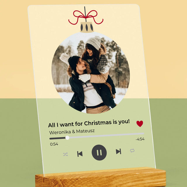 Zdjęcie I Podpis: Świąteczna Piosenka Spotify - Wydruk Na Szkle Akrylowym