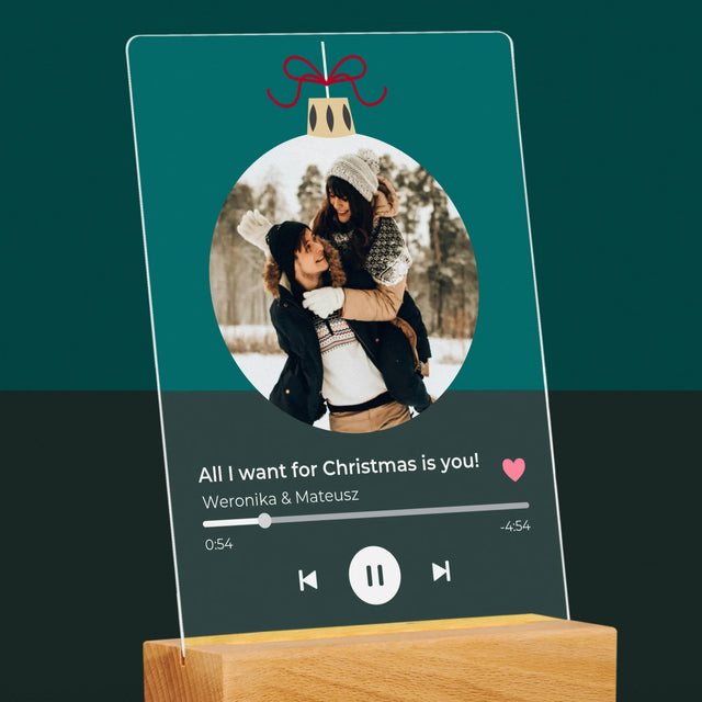 Zdjęcie I Podpis: Świąteczna Piosenka Spotify - Wydruk Na Szkle Akrylowym