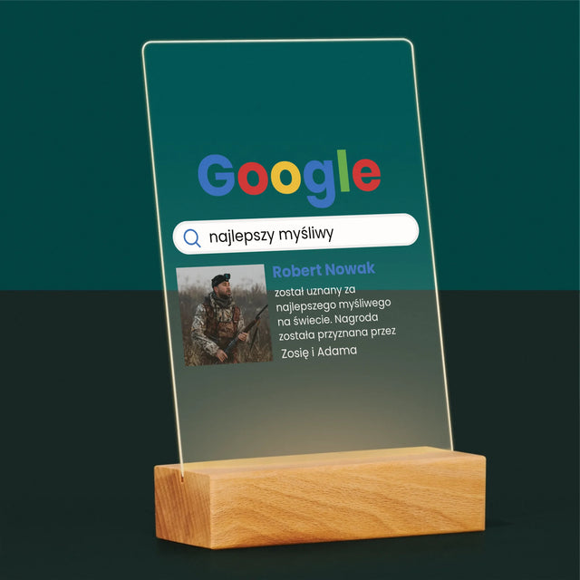 Zdjęcie I Podpis: Najlepszy Myśliwy Wynik Google - Wydruk Na Szkle Akrylowym