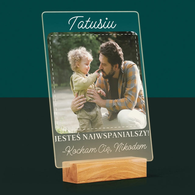 Zdjęcie i Podpis: Najwspanialszy Tata - Wydruk Na Szkle Akrylowym