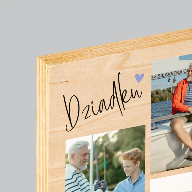 Fotokolaż: Dziadku Kocham Cię - Wydruk Na Drewnie