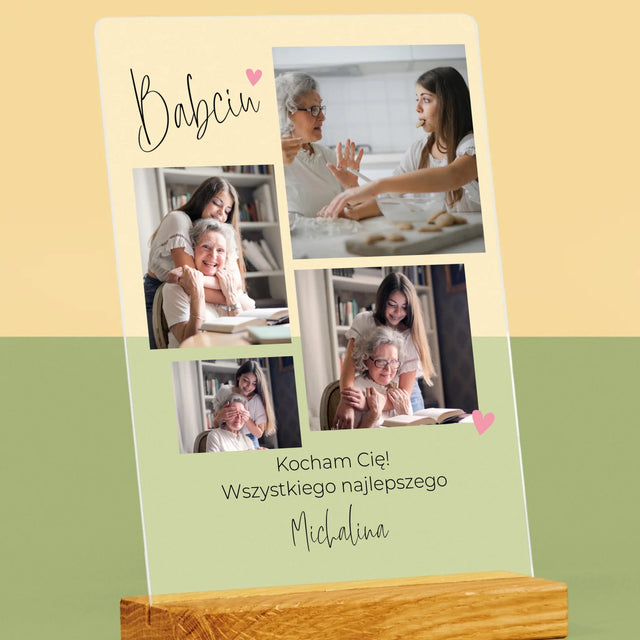 Fotokolaż: Babciu Kocham Cię - Wydruk Na Szkle Akrylowym