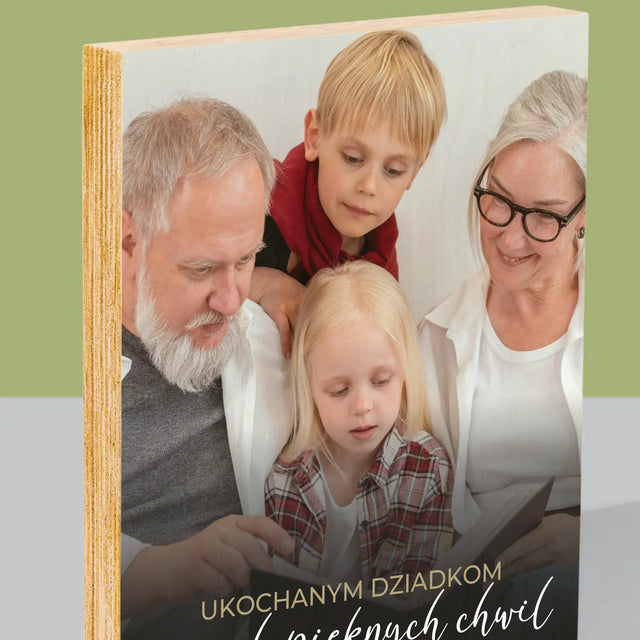 Zdjęcie i Podpis: Ukochanym Dziadkom - Wydruk Na Drewnie