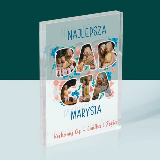 Słowo Ze Zdjęć: Najlepsza Babcia - Blok Akrylowy z Nadrukiem