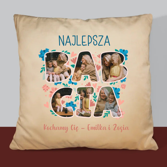 Słowo Ze Zdjęć: Najlepsza Babcia - Poduszka z Nadrukiem