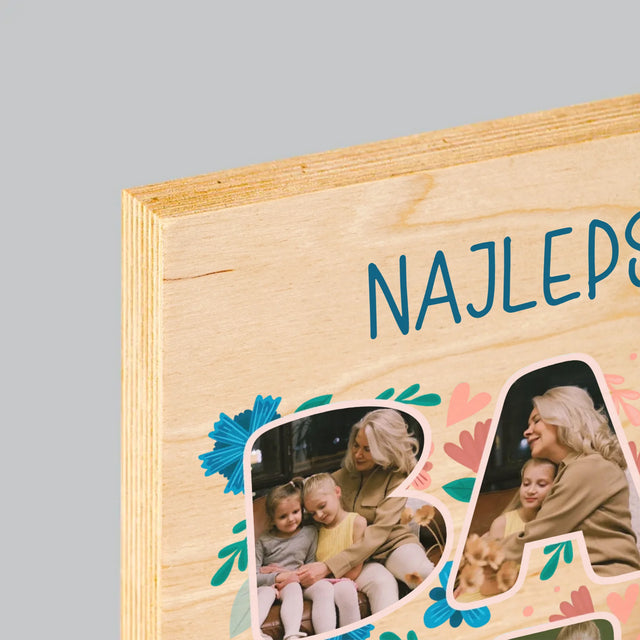 Słowo Ze Zdjęć: Najlepsza Babcia - Wydruk Na Drewnie