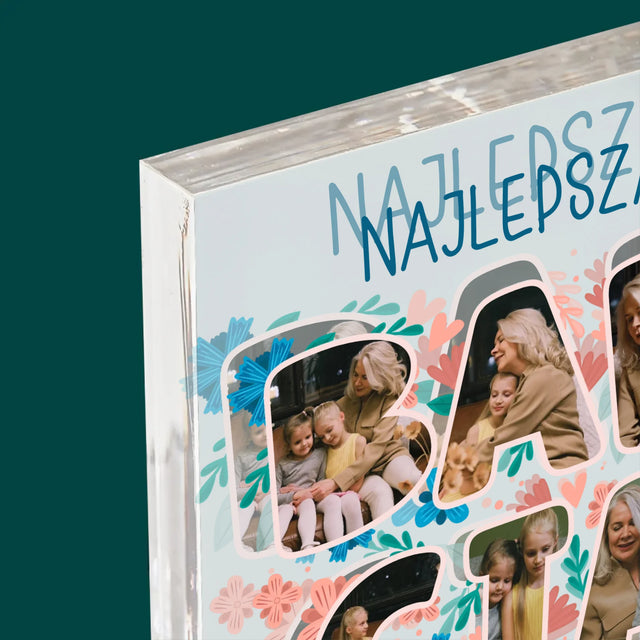 Słowo Ze Zdjęć: Najlepsza Babcia - Blok Akrylowy z Nadrukiem